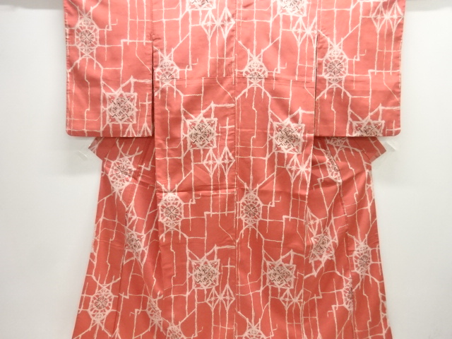 JAPANESE KIMONO / ANTIQUE OMESHI / TAISHO ROMAN STYLE / WOVEN ABSTRACT PATTERN